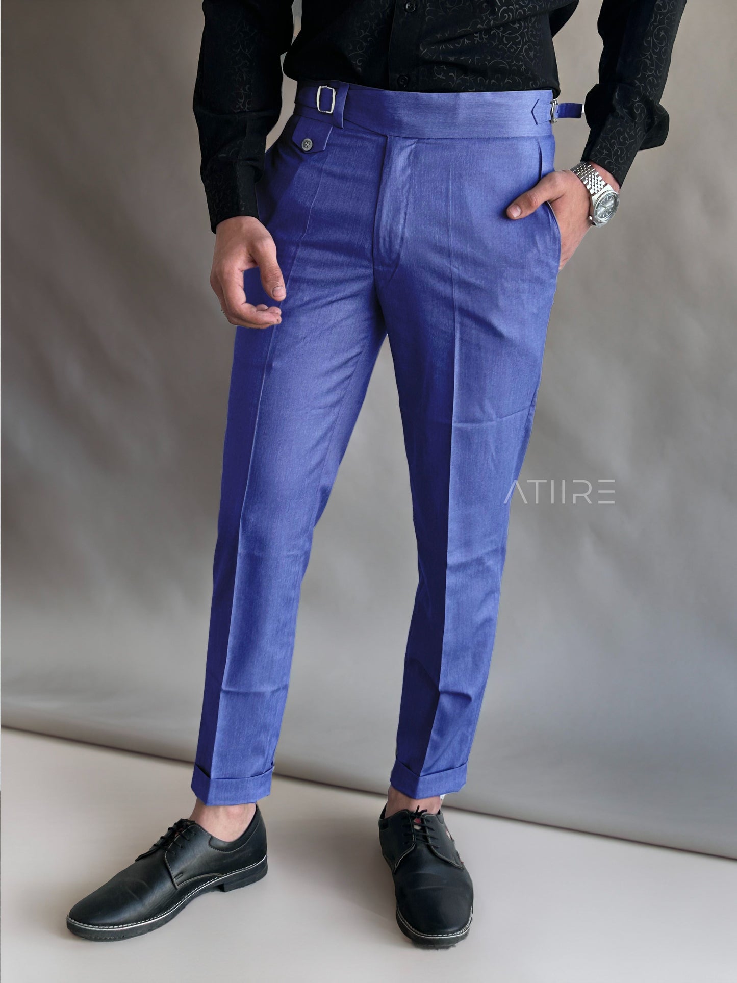DENIM SINGLE PLEATED BUCKLE GURKHA PANTS BY ATIIRE