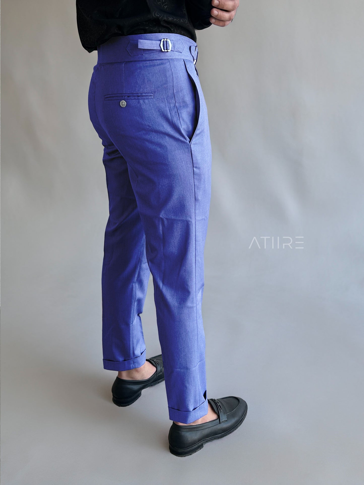 DENIM SINGLE PLEATED BUCKLE GURKHA PANTS BY ATIIRE
