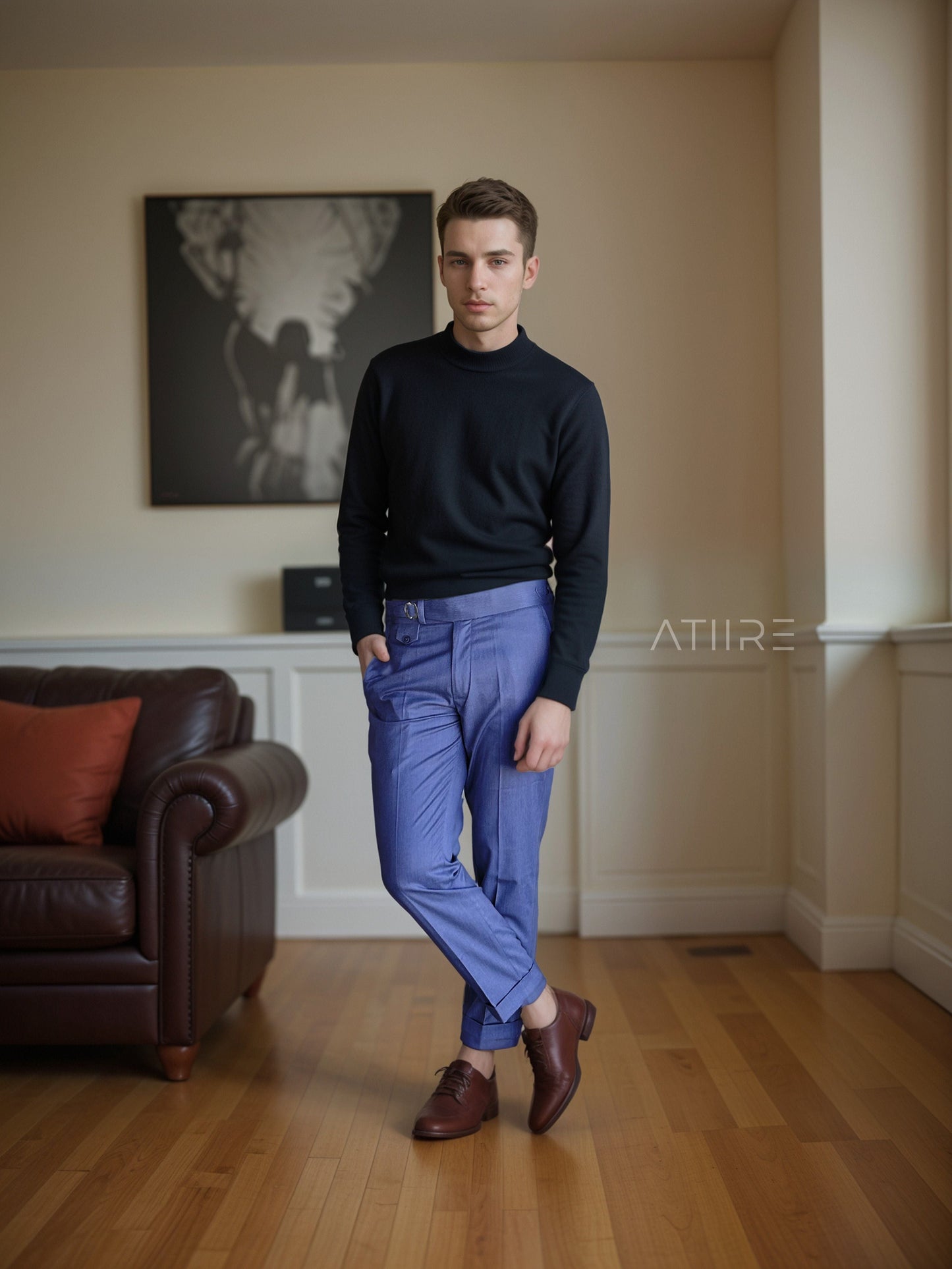 DENIM SINGLE PLEATED BUCKLE GURKHA PANTS BY ATIIRE