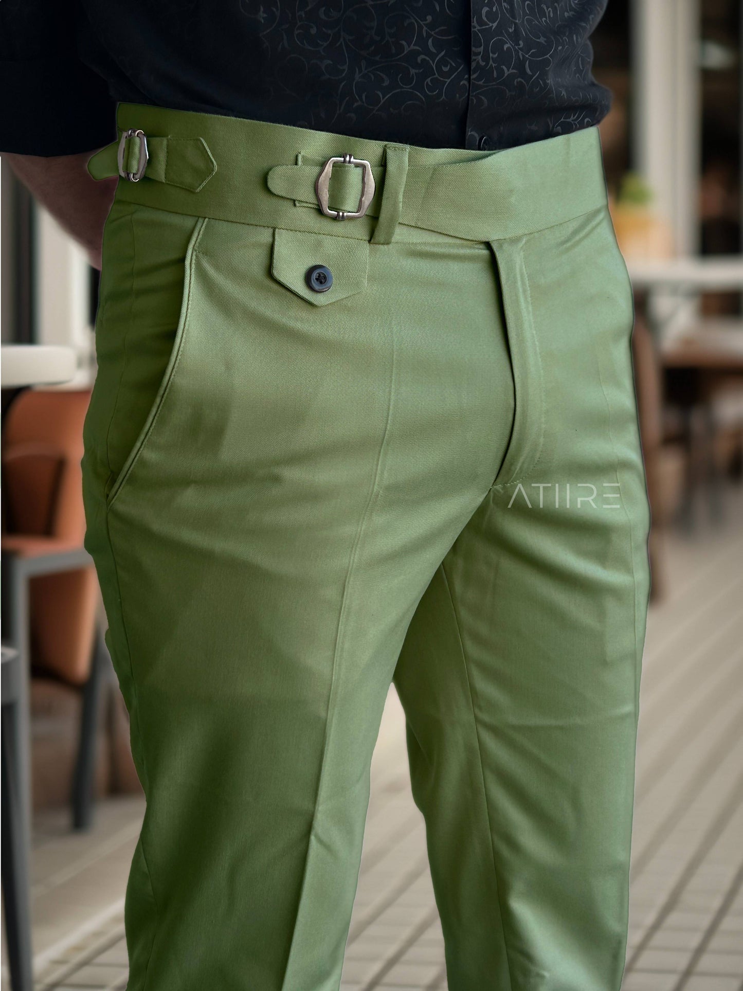 PISTA SINGLE PLEATED BUCKLE GURKHA PANTS BY ATIIRE