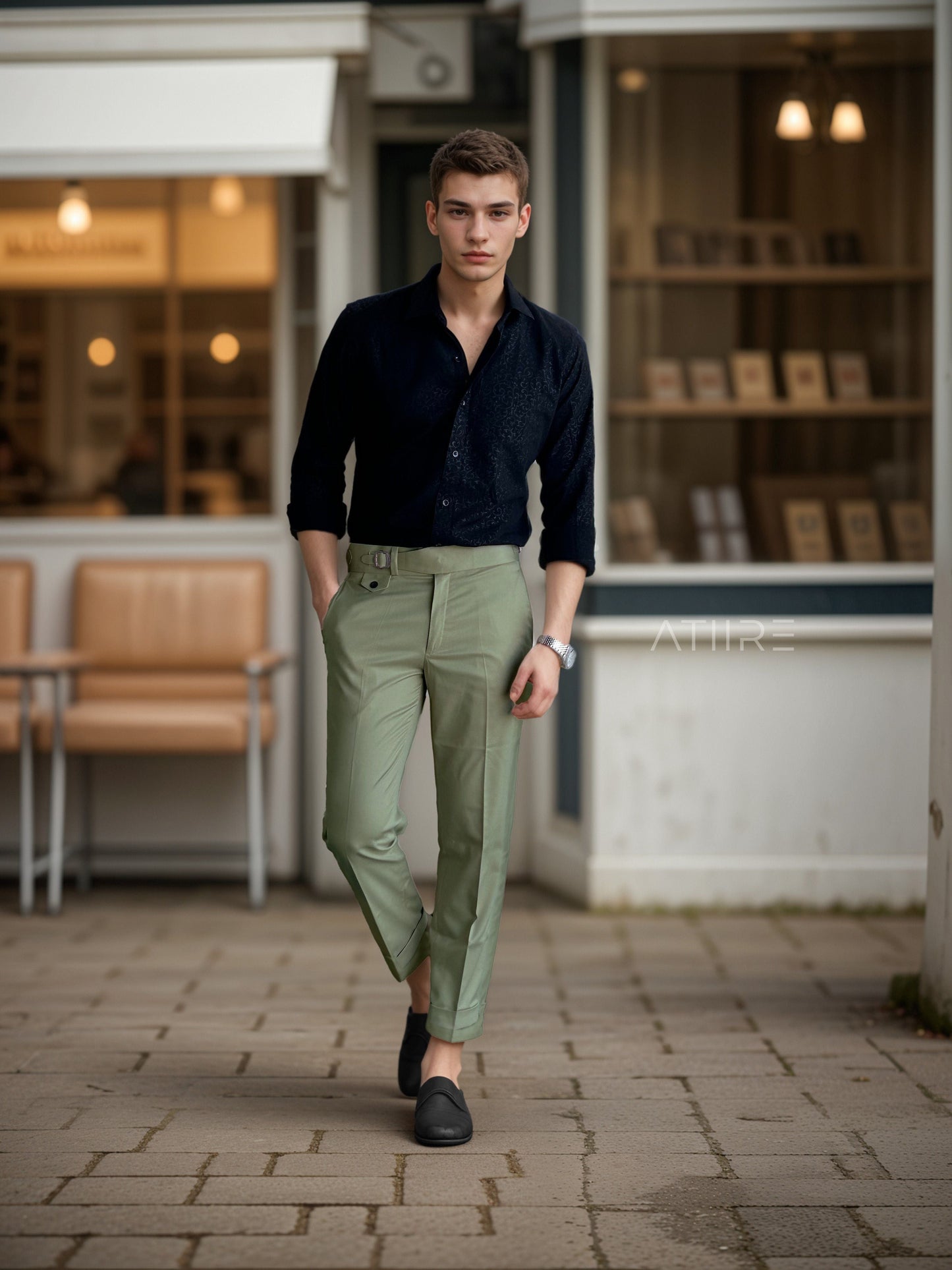 PISTA SINGLE PLEATED BUCKLE GURKHA PANTS BY ATIIRE