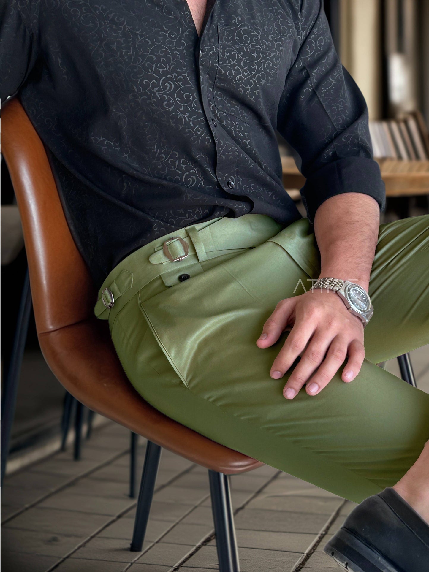 PISTA SINGLE PLEATED BUCKLE GURKHA PANTS BY ATIIRE