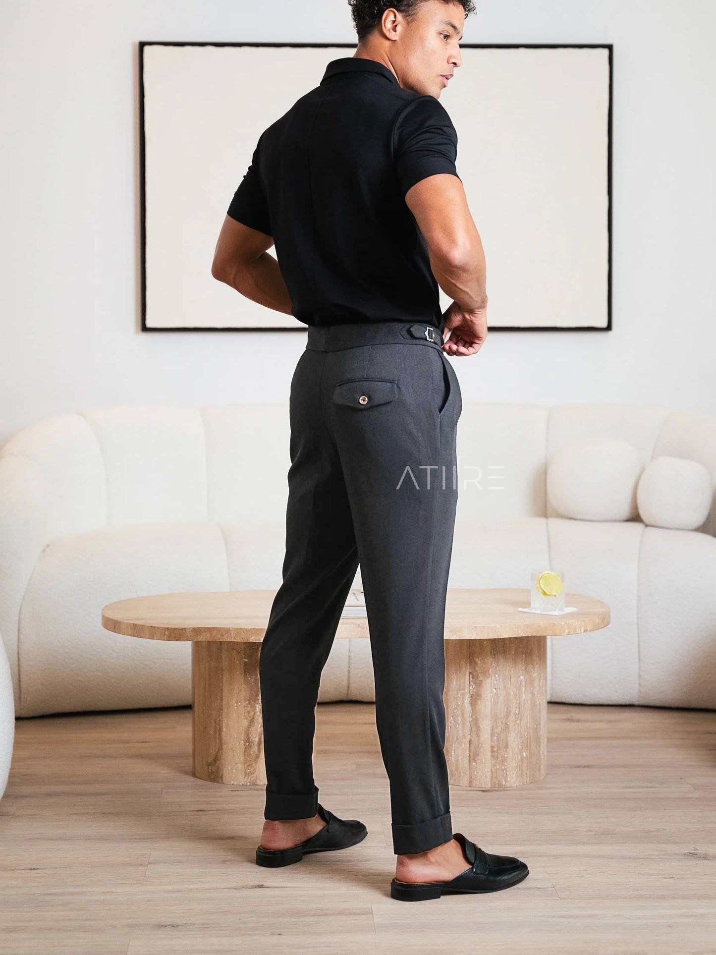 STONE GREY SIGNATURE ITALIAN GURKHA PANTS BY ATIIRE