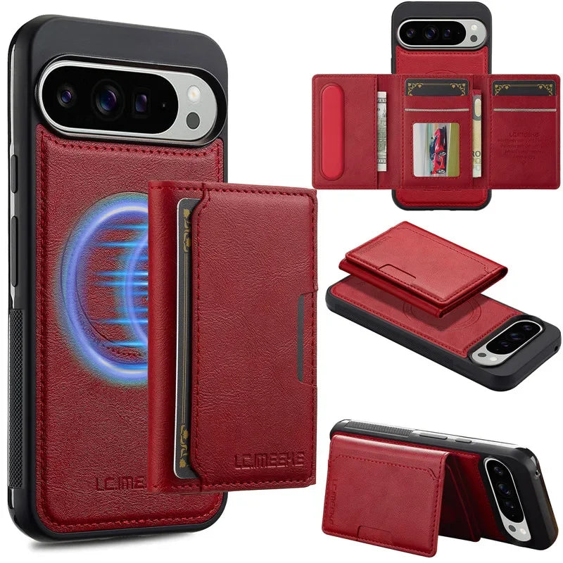 MagSafe Leather Flip Wallet Case for Pixel Series