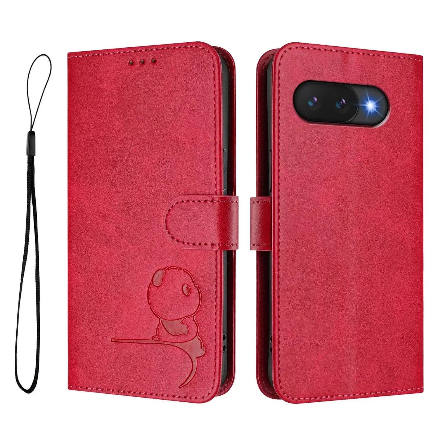 Leather Wallet Case with Strap For Pixel 10a