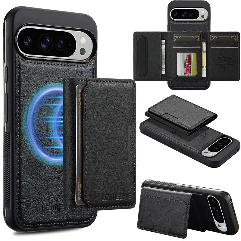 MagSafe Leather Flip Wallet Case for Pixel Series
