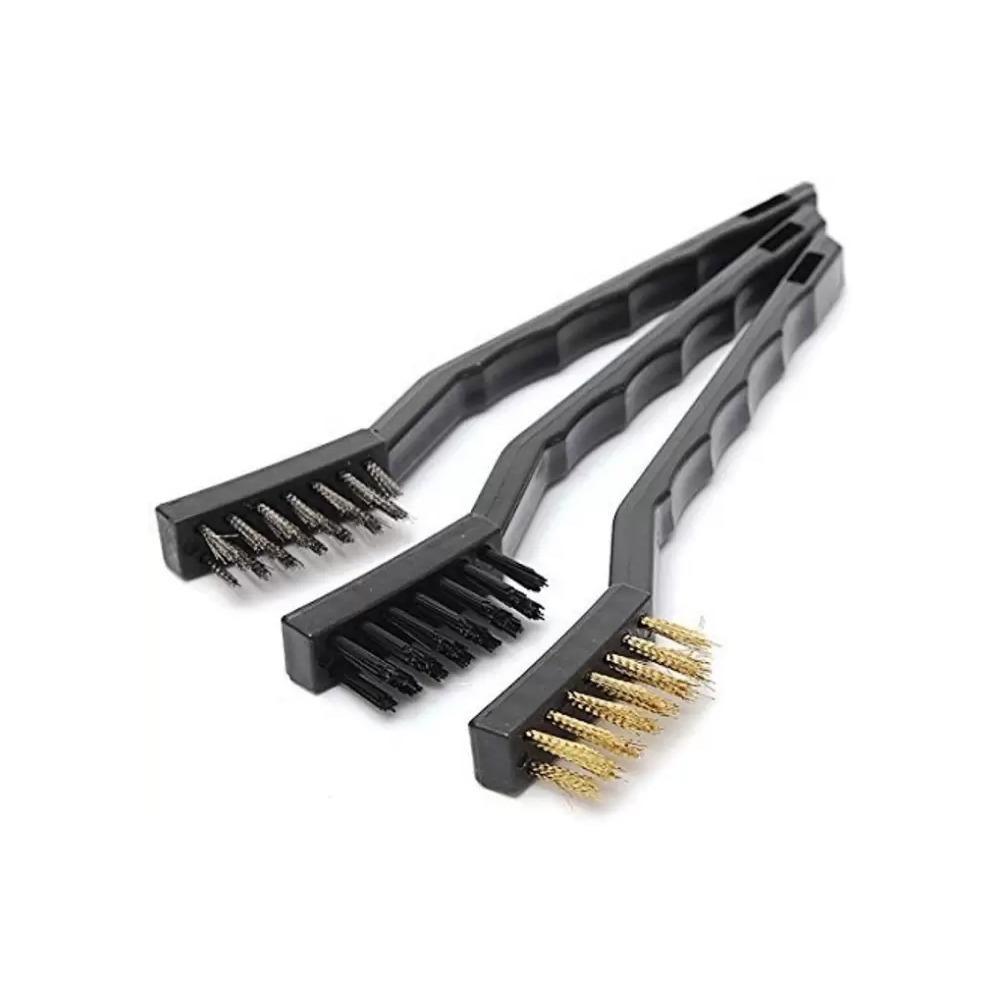 '-3pcs Mini Wire Brush Set (Steel/Nylon/Brass Brush)