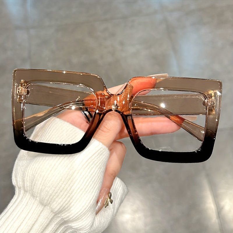 Stylish Large Square Frame Clear Lens Glasses – Fashionable Everyday Spectacles