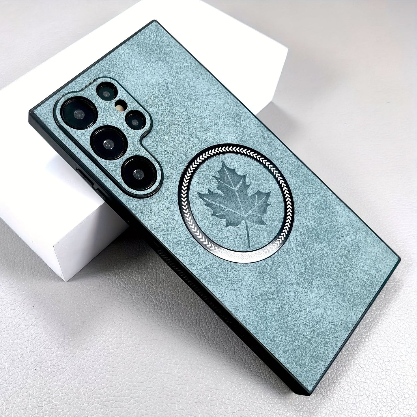 Retro Faux Leather Samsung Case with MagSafe