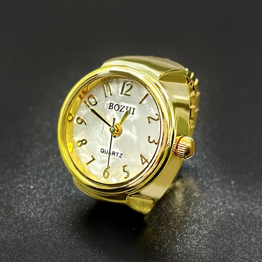 Gold-Plated Stainless Steel Digital Ring Watch – Casual Boho Style