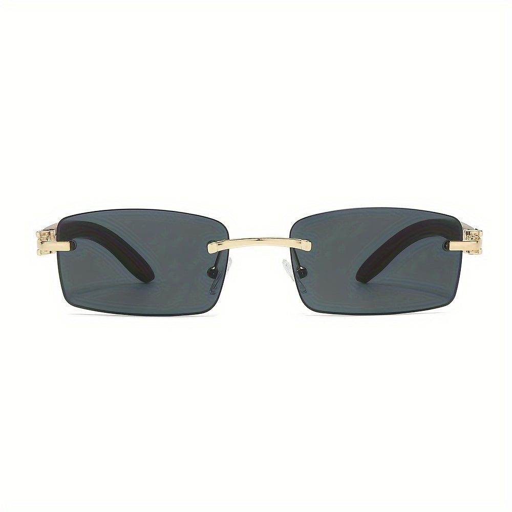 6 Pairs Trendy Rectangle Rimless Vintage Style Sunglasses