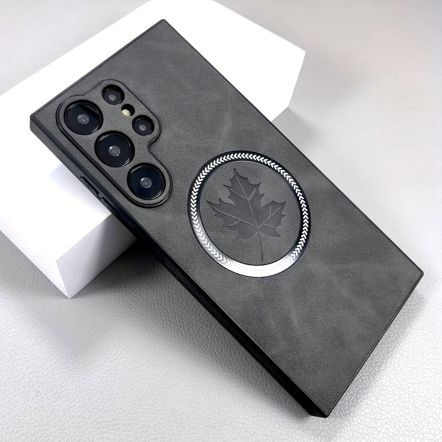 Retro Faux Leather Samsung Case with MagSafe