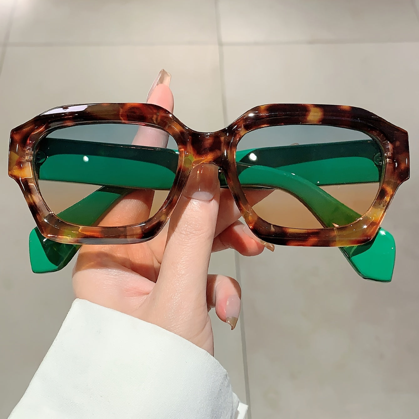 Vintage Square Color Block Sunglasses - Trendy UV Protection Outdoor Fashion Shades