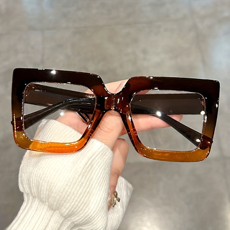 Stylish Large Square Frame Clear Lens Glasses – Fashionable Everyday Spectacles