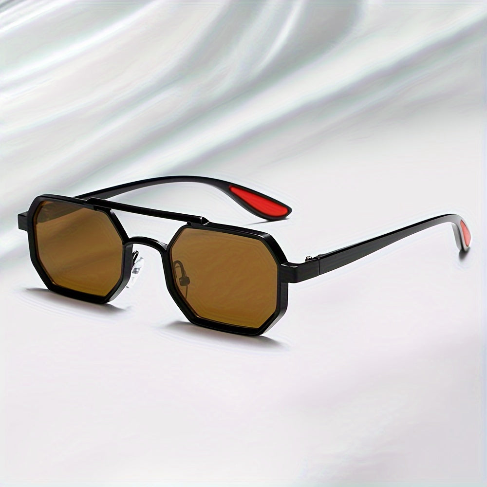 Polygonal Concave Fashion Glasses – Unique Double Bridges Design
