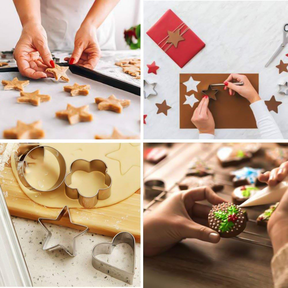 Cookie Cutter Stainless Steel Cookie Cutter with Shape Heart Round Star and Flower (4 Pieces)