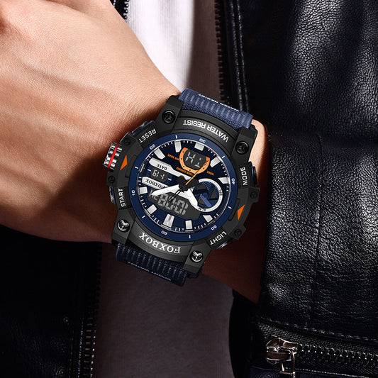 Foxbox Waterproof Luminous Large Dial Double Display Electronic Watch for Men FB0052