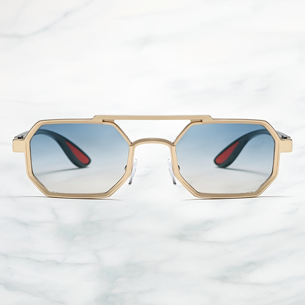 Polygonal Concave Fashion Glasses – Unique Double Bridges Design