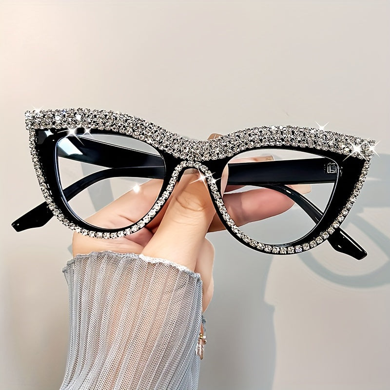 Elegant Cat Eye Reading Glasses with Rhinestone Embellishments