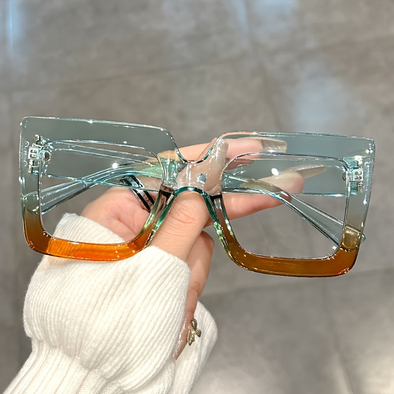 Stylish Large Square Frame Clear Lens Glasses – Fashionable Everyday Spectacles