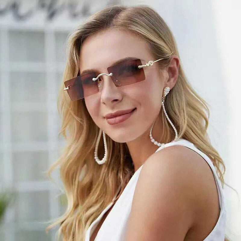 Rimless Rectangle Sunglasses For Men And Women-SunglassesCraft