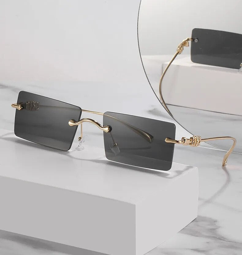 Rimless Rectangle Sunglasses For Men And Women-SunglassesCraft