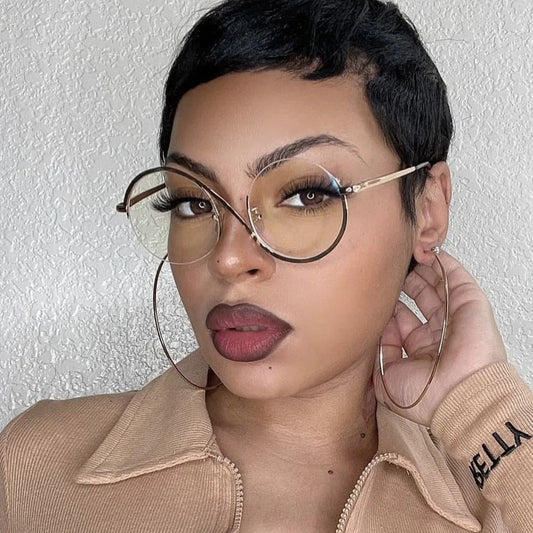 New Circular Shape Metal Half-Frame Optical Anti-Blue Glasses -SunglassesCraft