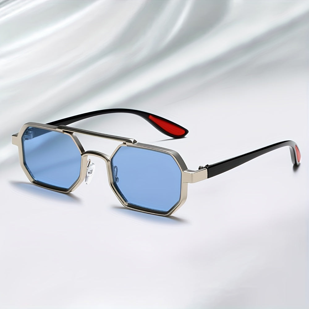 Polygonal Concave Fashion Glasses – Unique Double Bridges Design