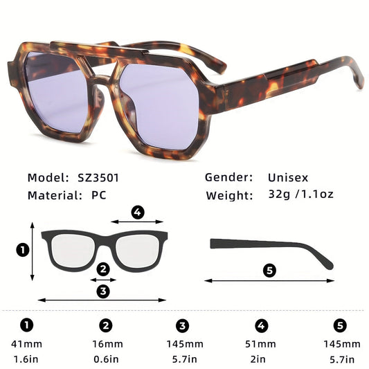 Retro Polygonal Flat-Top Sunglasses for Men & Women