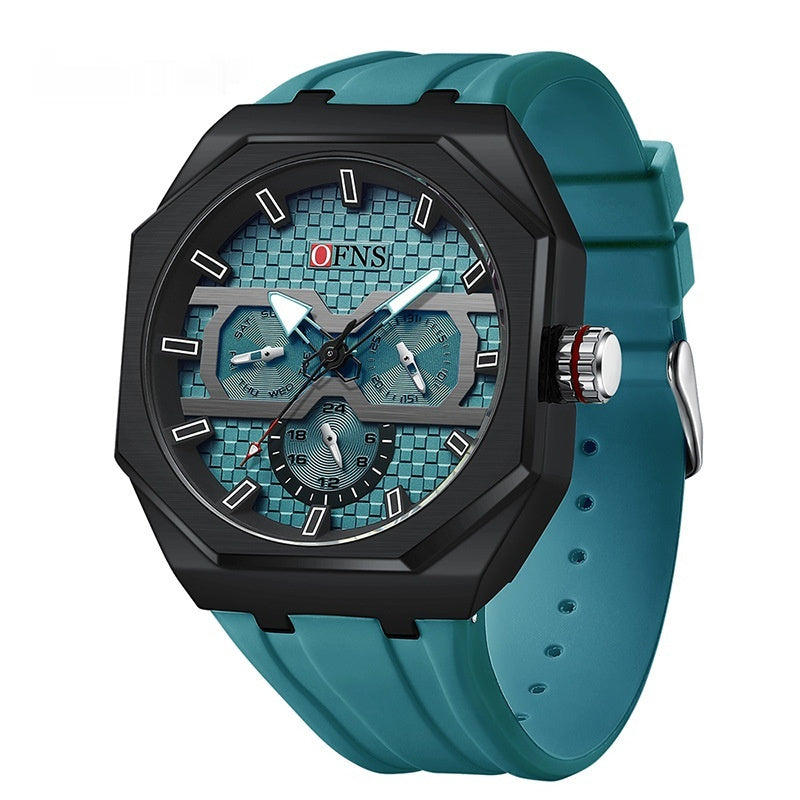OFNS Three Eyes And Six Needles Fashion Waterproof Quartz Watch For Men 8023