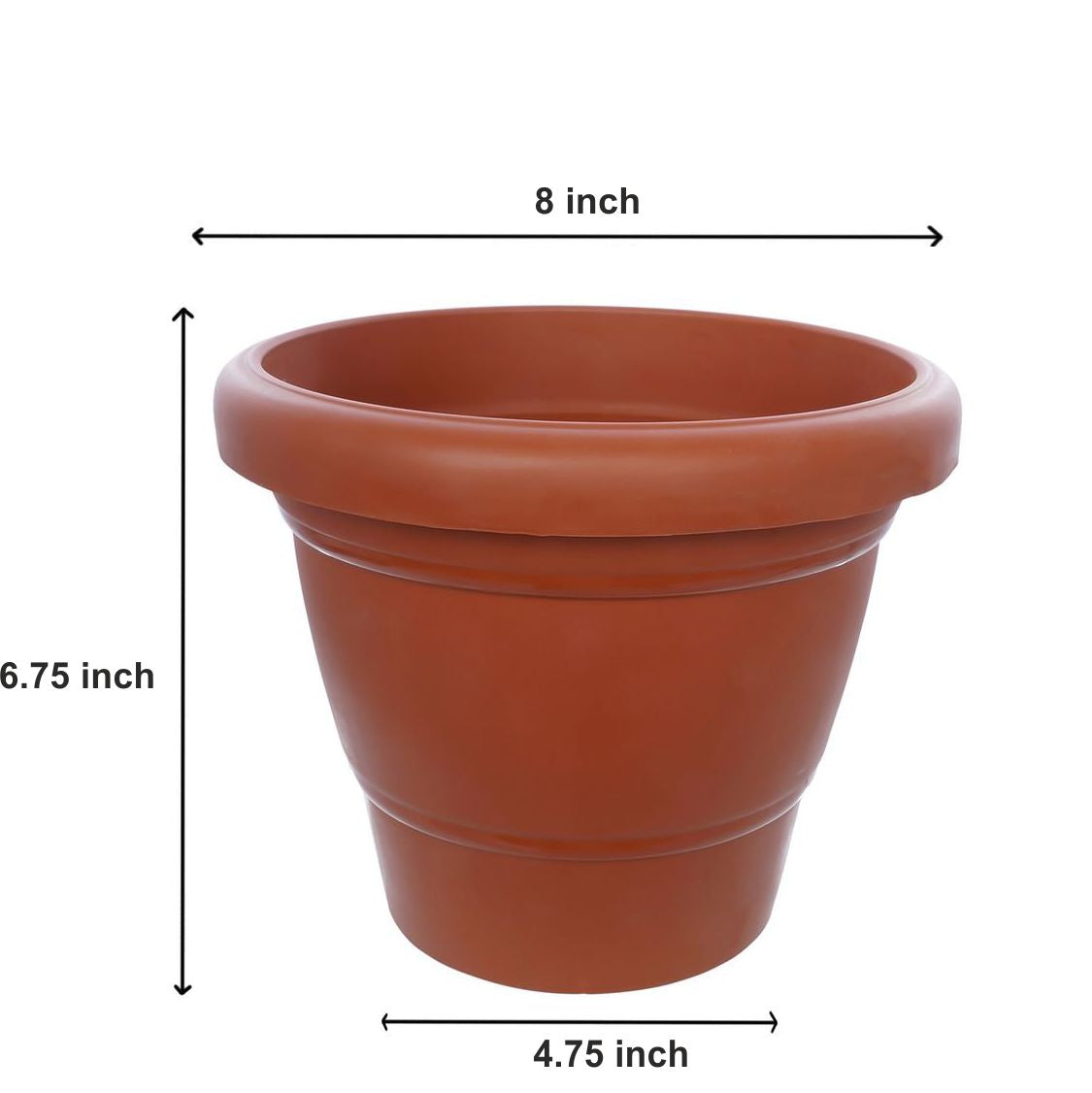 Garden Heavy Plastic Planter Pot/Gamla 8 inch (Brown, Pack of 1,Medium ) 